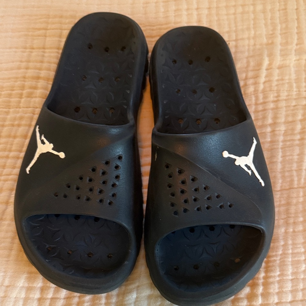 Jordan Black Slide Sandals with White Logo